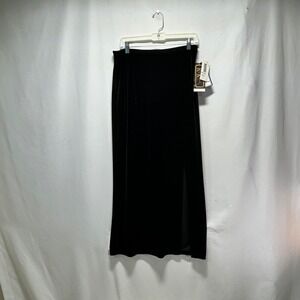 R&K Evening Black Velvet Maxi‎ Skirt Slit Elegant Formal Evening Wear M